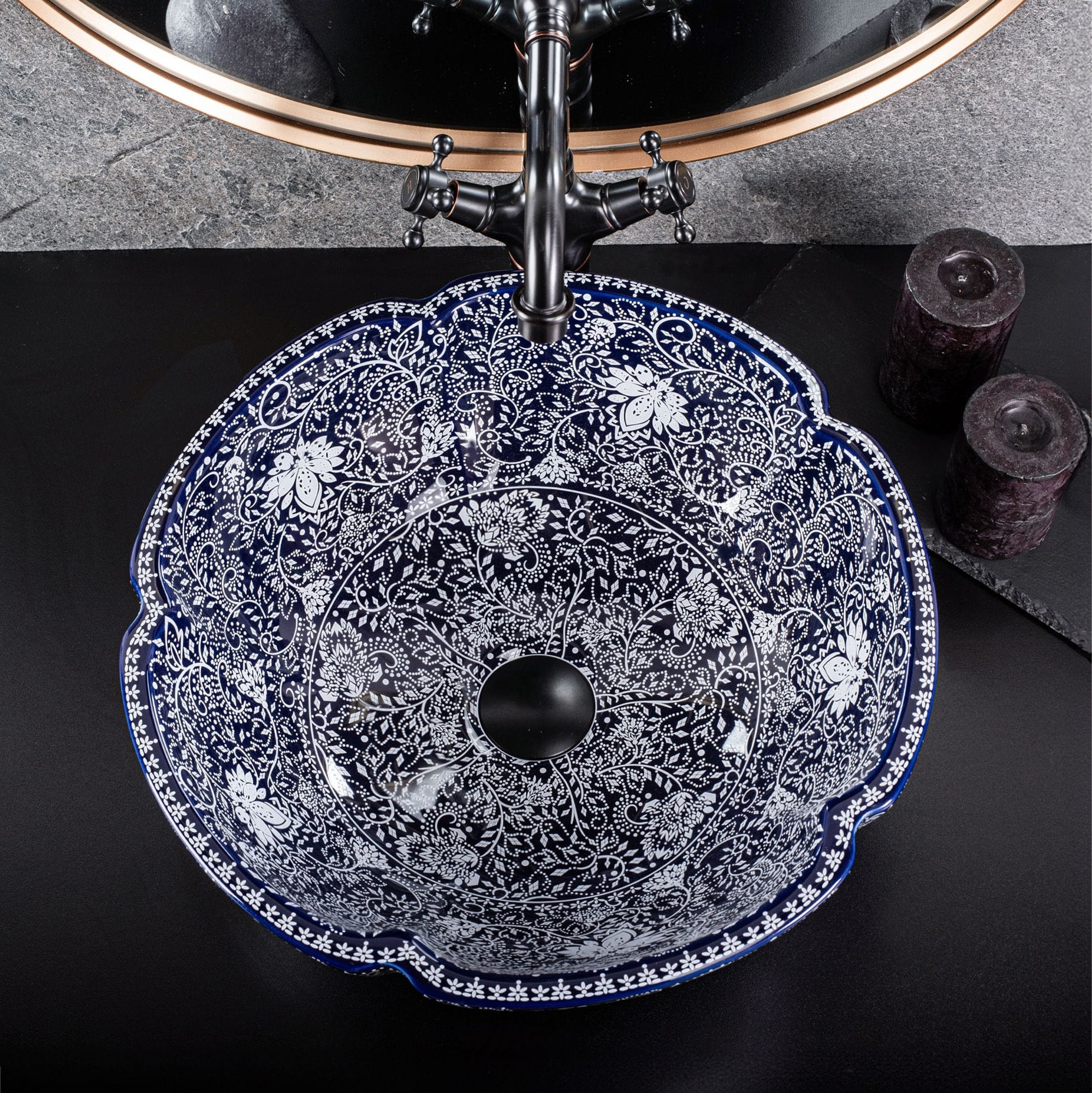 Lavoar ceramic pe blat Rea Sevilla, 42.5 cm, multicolor