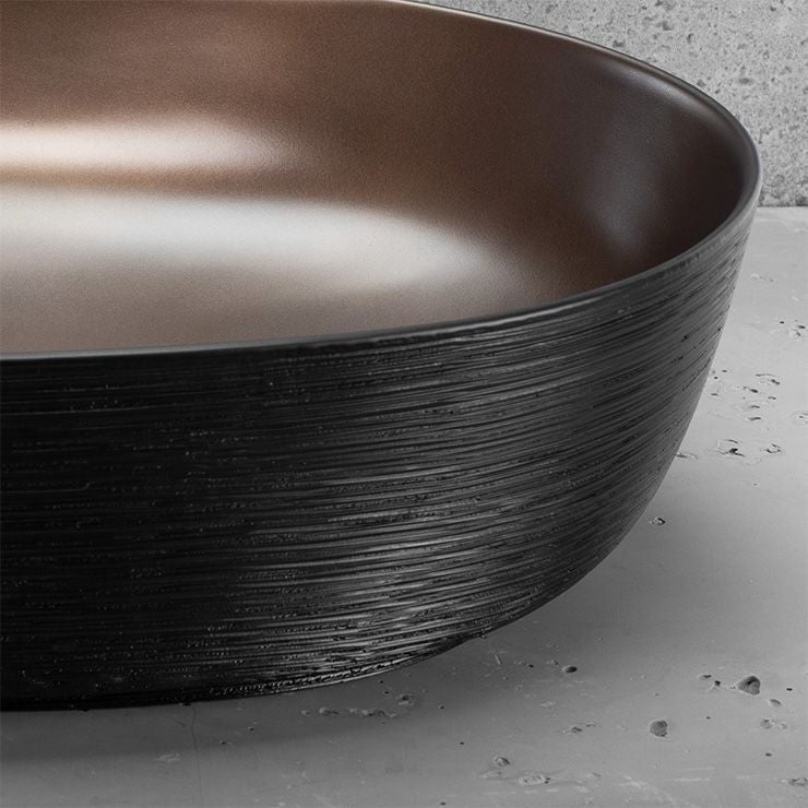 Lavoar ceramic pentru blat oval 60.5 cm cupru periat negru mat – Rea Cleo 61