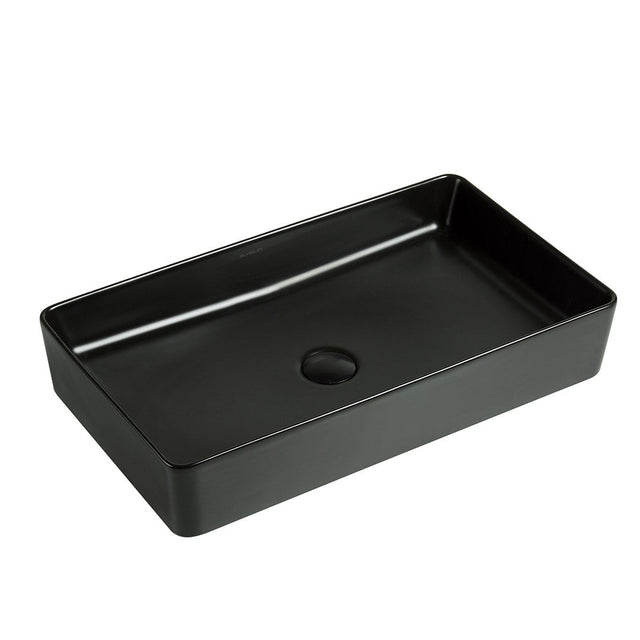 Lavoar de baie Allure, pe blat, dreptunghiular, din ceramica sanitara, 60 cm, negru mat, Elysium