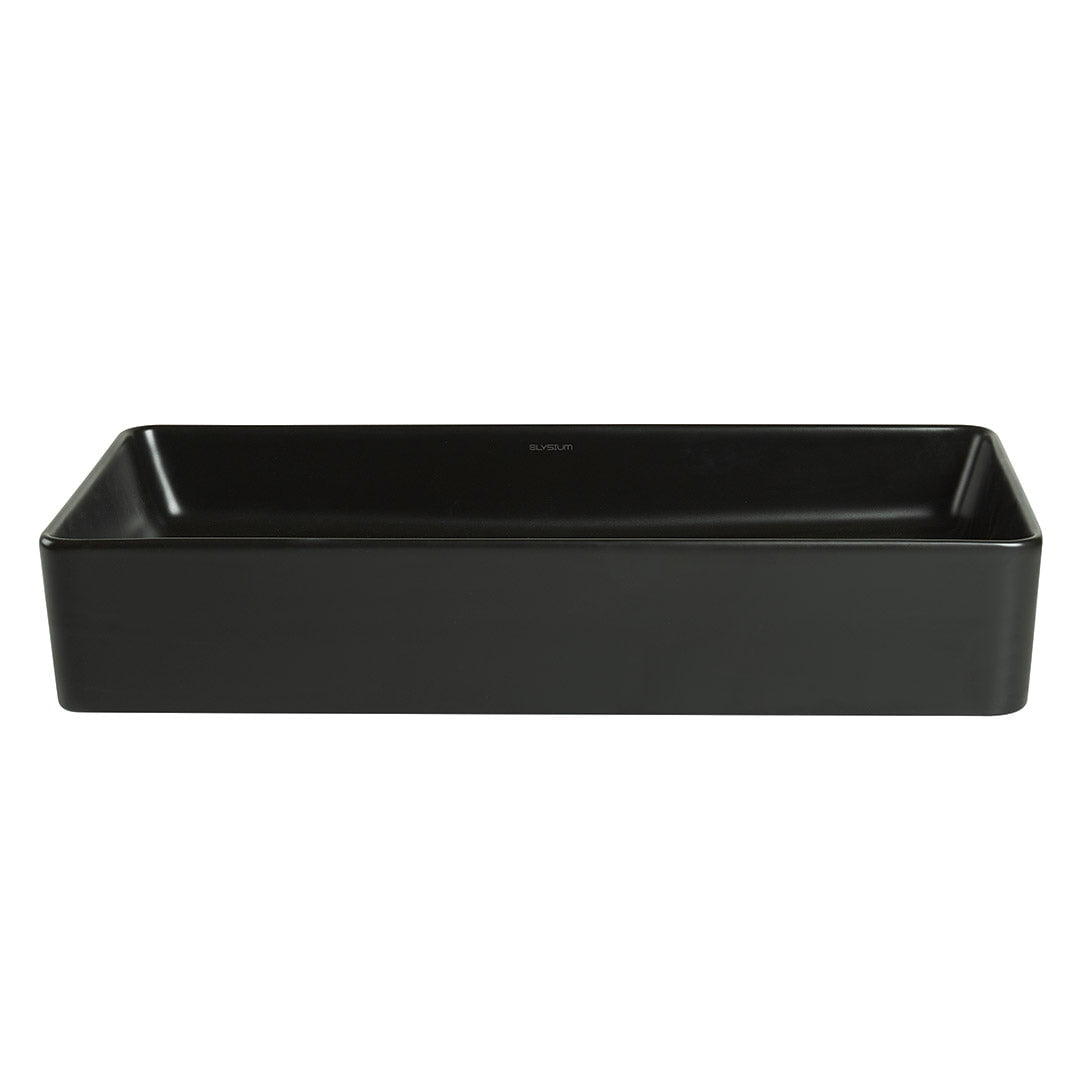 Lavoar de baie Allure, pe blat, dreptunghiular, din ceramica sanitara, 60 cm, negru mat, Elysium