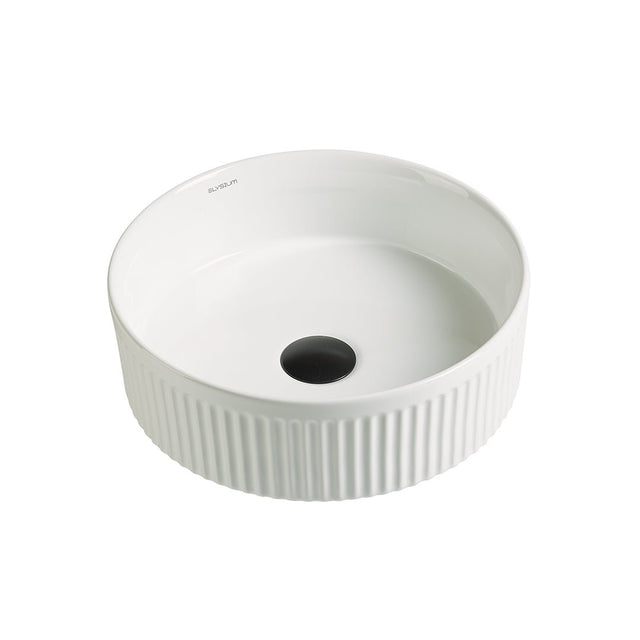 Lavoar de baie Alva, pe blat, rotund, din ceramica sanitara, 35.5 cm, alb lucios, Elysium