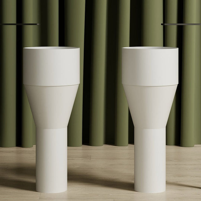 Lavoar de baie, freestanding, 36 cm, rotund, din compozit, alb mat, MonBlari