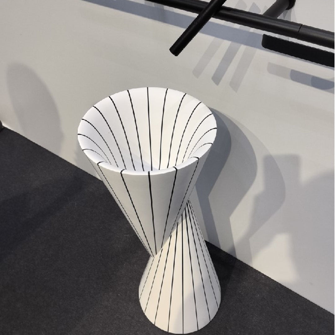 Lavoar de baie, freestanding, 36x36 cm, rotund conic, din compozit, alb, MonBlari Swing