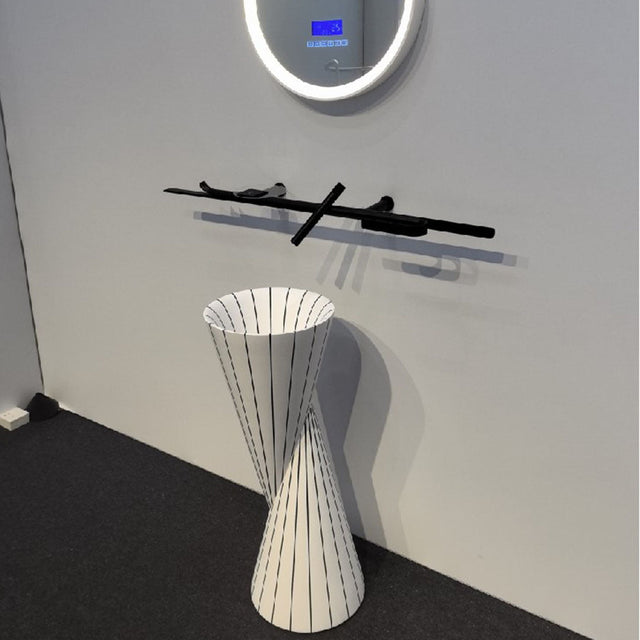 Lavoar de baie, freestanding, 36x36 cm, rotund conic, din compozit, alb, MonBlari Swing