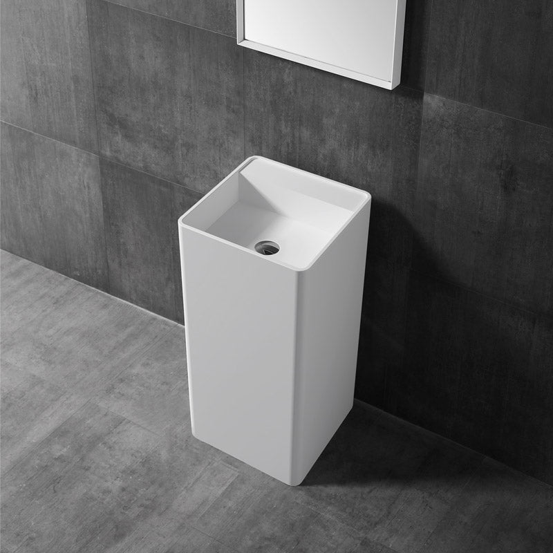 Lavoar de baie, freestanding, 40 cm, patrat, din compozit, alb mat, MonBlari