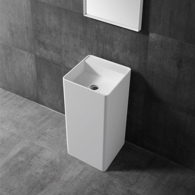 Lavoar de baie, freestanding, 40 cm, patrat, din compozit, alb mat, MonBlari