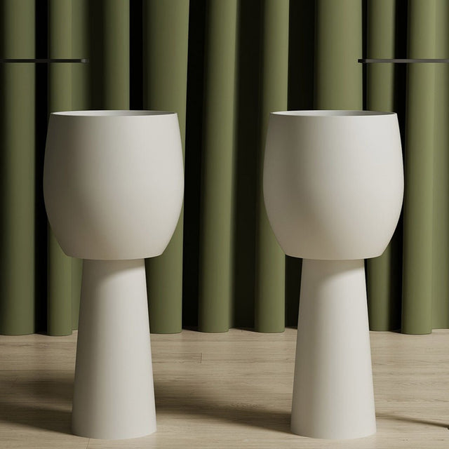 Lavoar de baie, freestanding, 40 cm, rotund, din compozit, alb mat, MonBlari