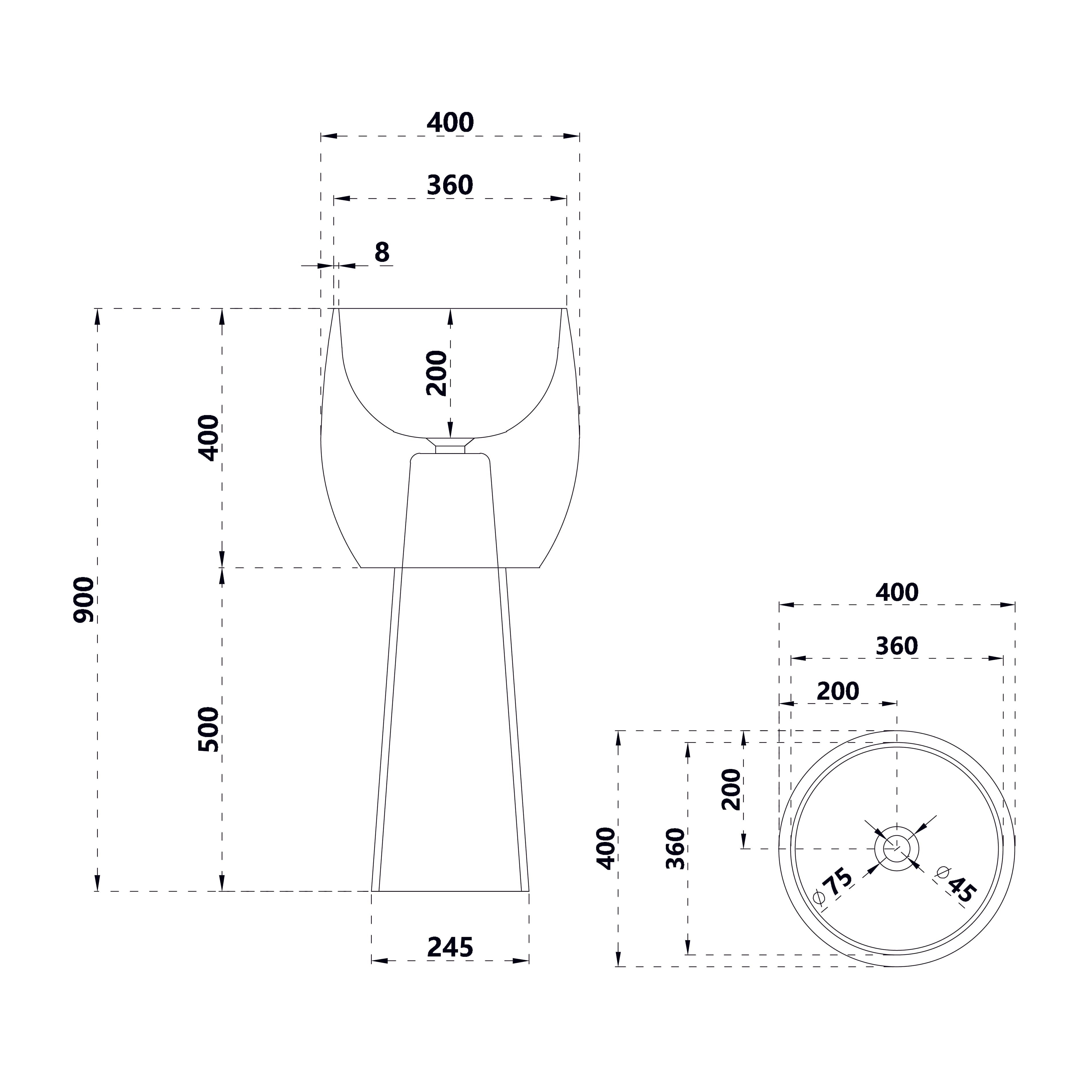 Lavoar de baie, freestanding, 40 cm, rotund, din rasina, galben transparent, MonBlari