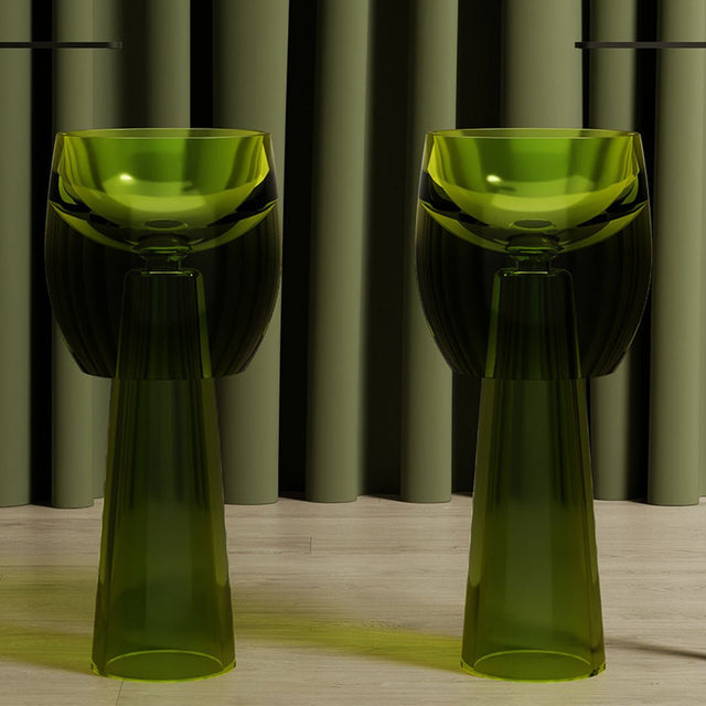 Lavoar de baie, freestanding, 40 cm, rotund, din rasina, verde transparent, MonBlari