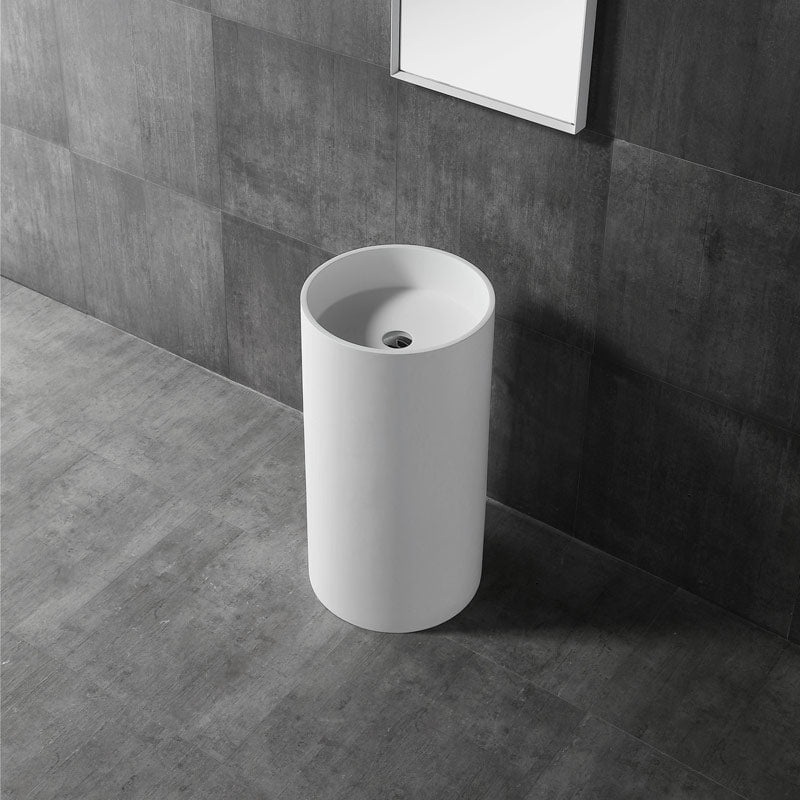 Lavoar de baie, freestanding, 45.5 cm, rotund, din compozit, alb mat, MonBlari