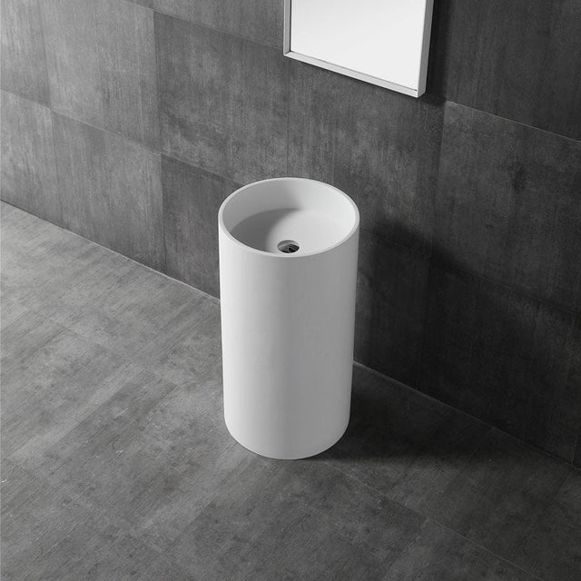 Lavoar de baie, freestanding, 45.5 cm, rotund, din compozit, alb mat, MonBlari