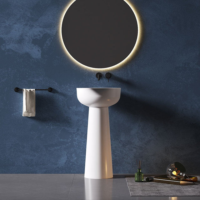 Lavoar de baie, freestanding, 45 cm, rotund, conic, din compozit, alb,  MonBlari