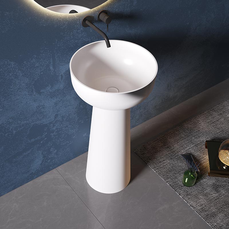 Lavoar de baie, freestanding, 45 cm, rotund, conic, din compozit, alb,  MonBlari