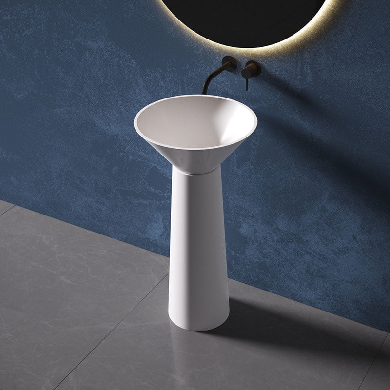 Lavoar de baie, freestanding, 45 cm, rotund, conic, din compozit, alb,  MonBlari