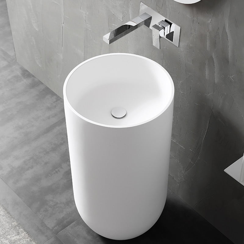 Lavoar de baie, freestanding, 45 cm, rotund, din compozit, alb mat, MonBlari