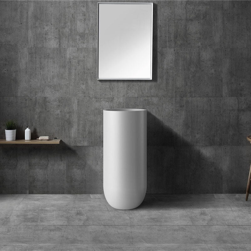Lavoar de baie, freestanding, 45 cm, rotund, din compozit, alb mat, MonBlari