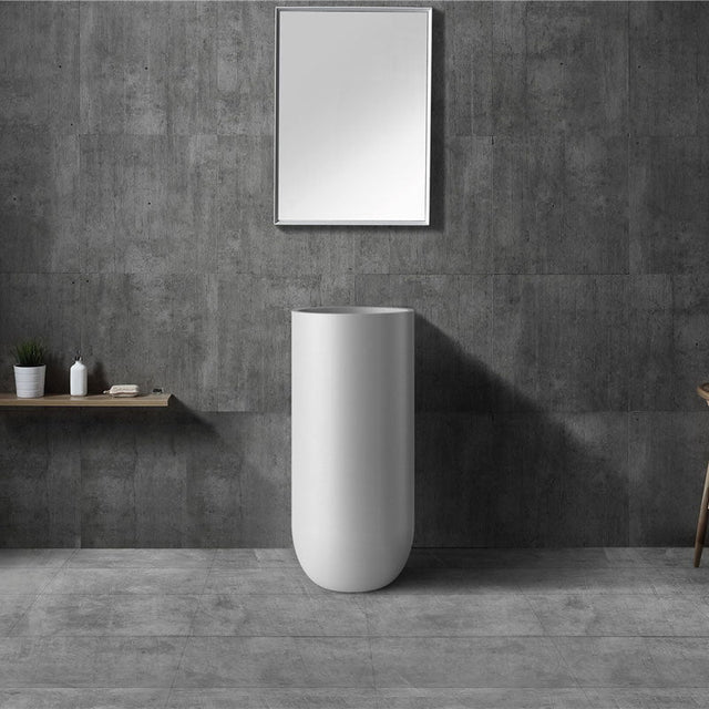 Lavoar de baie, freestanding, 45 cm, rotund, din compozit, alb mat, MonBlari