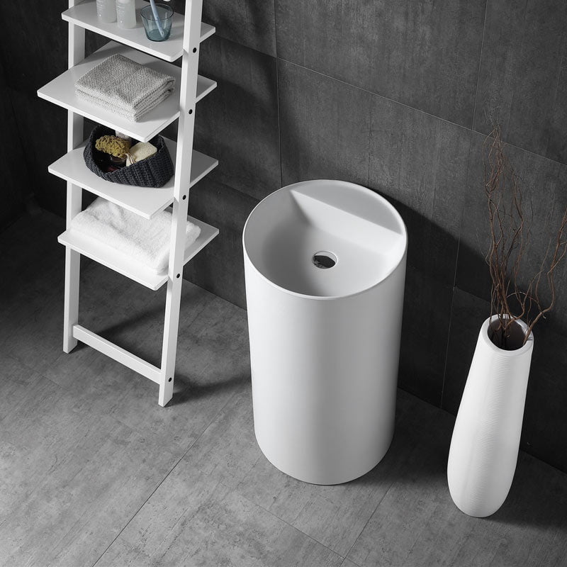 Lavoar de baie, freestanding, 45 cm, rotund, din compozit, alb, MonBlari