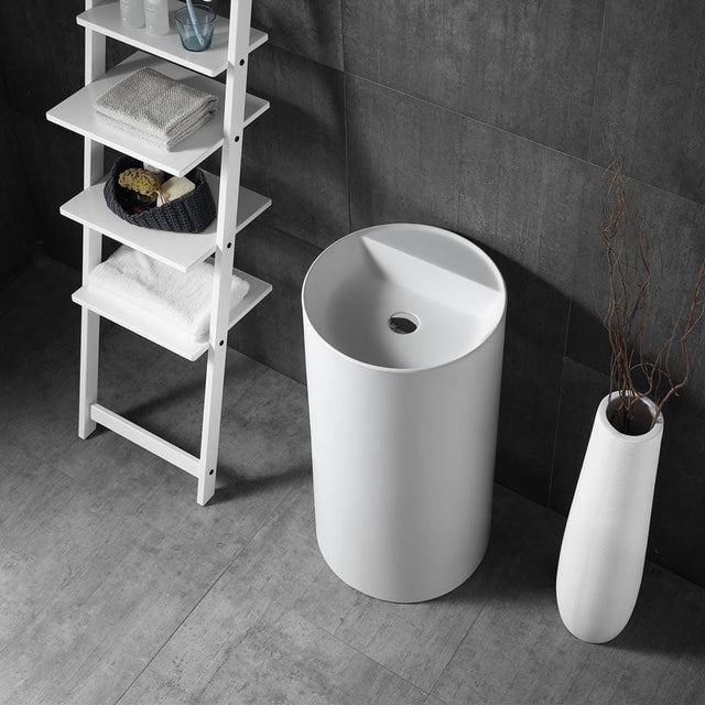 Lavoar de baie, freestanding, 45 cm, rotund, din compozit, alb, MonBlari