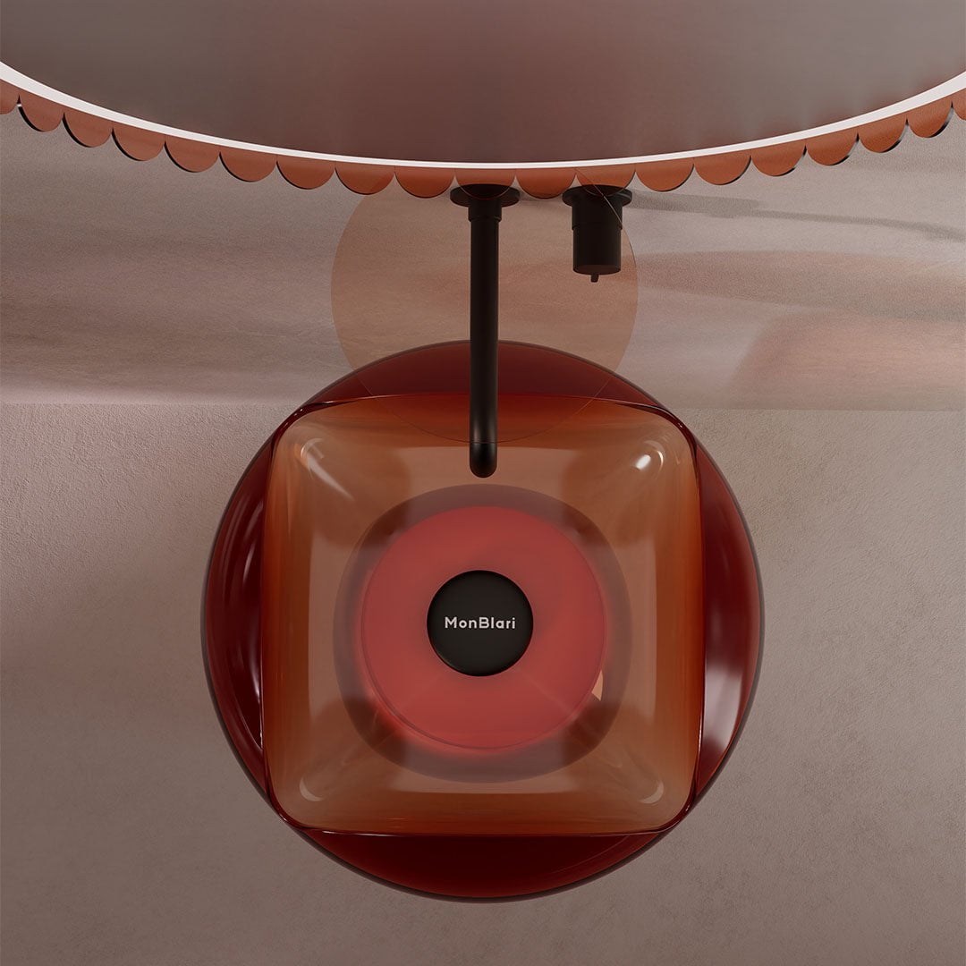 Lavoar de baie, freestanding, 45x45 cm, rotund, din rasina, caramiziu, MonBlari Flower