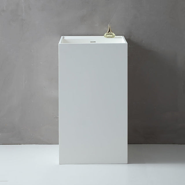 Lavoar de baie, freestanding, 48 cm, patrat, din compozit, alb mat, MonBlari