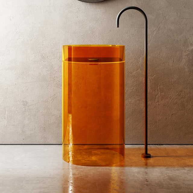 Lavoar de baie, freestanding, 48 cm, rotund, din rasina, portocaliu transparent, MonBlari