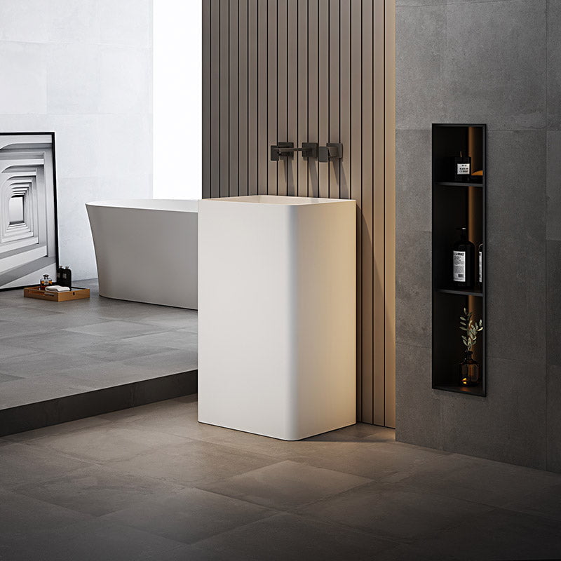 Lavoar de baie, freestanding, 50 cm, dreptunghiular, din compozit, alb mat, MonBlari
