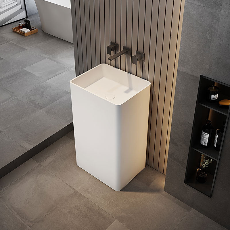 Lavoar de baie, freestanding, 50 cm, dreptunghiular, din compozit, alb mat, MonBlari