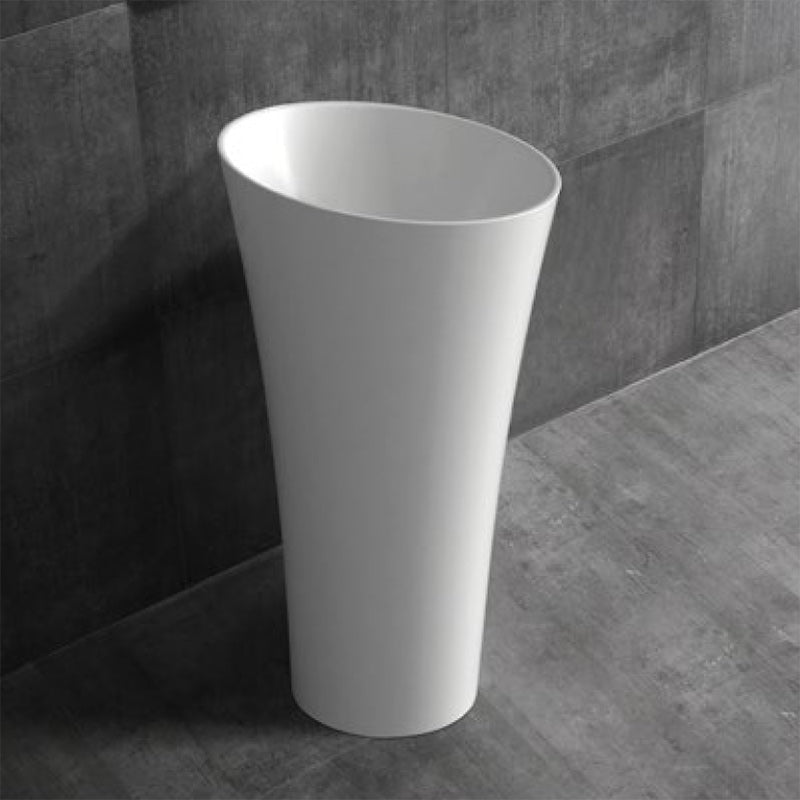 Lavoar de baie, freestanding, 50 cm, rotund, din compozit, alb mat, MonBlari