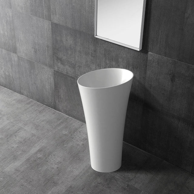 Lavoar de baie, freestanding, 50 cm, rotund, din compozit, alb mat, MonBlari