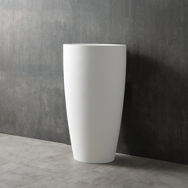 Lavoar de baie, freestanding, 50 cm, rotund, din compozit, alb mat, MonBlari