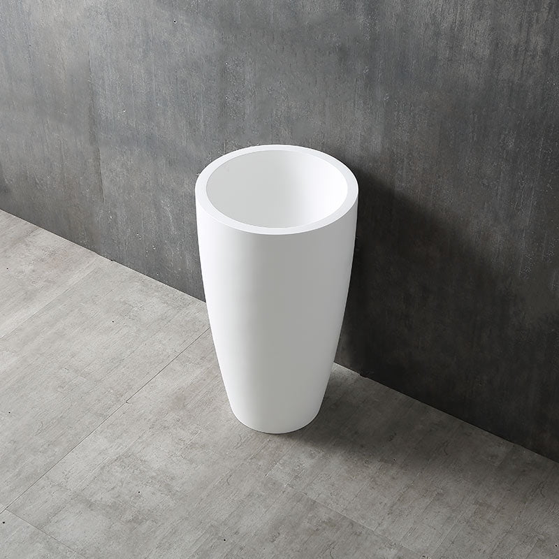 Lavoar de baie, freestanding, 50 cm, rotund, din compozit, alb mat, MonBlari
