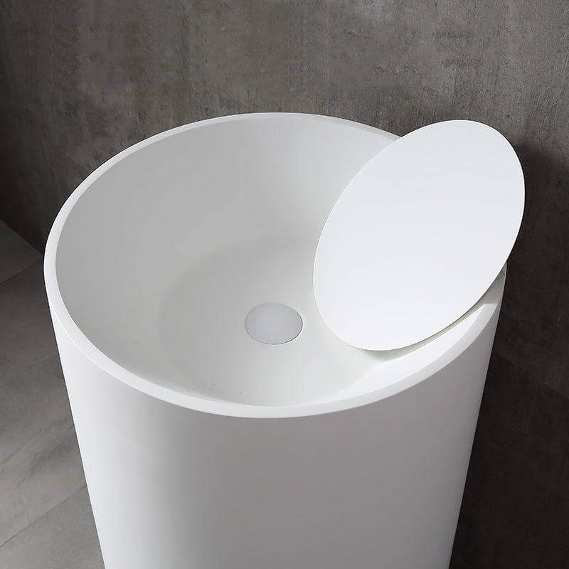 Lavoar de baie, freestanding, 50 cm, rotund, din compozit, alb mat, MonBlari