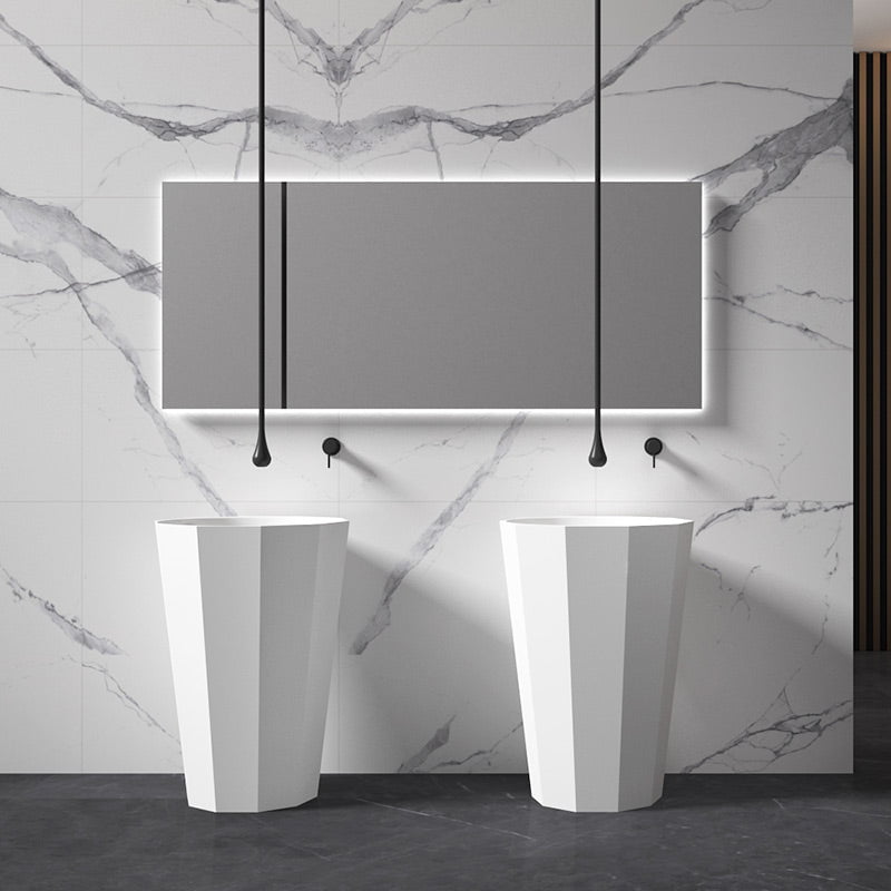 Lavoar de baie, freestanding, 50 cm, rotund, din compozit, alb,  MonBlari