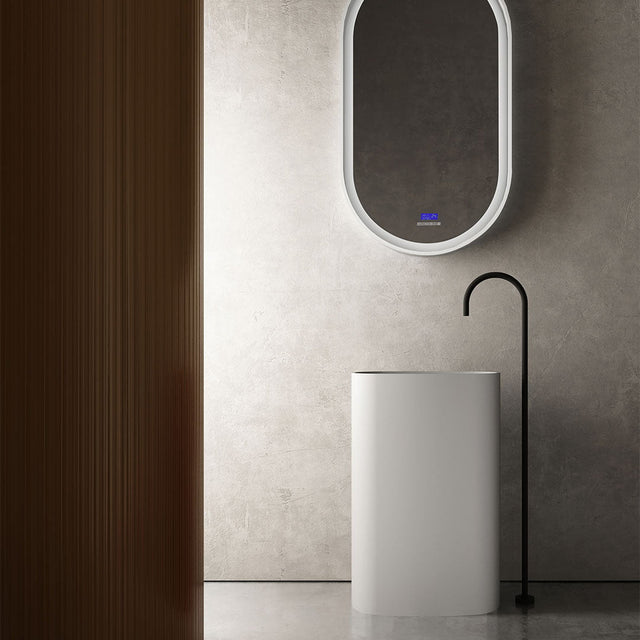 Lavoar de baie, freestanding, 55 cm, oval, din compozit, alb mat, MonBlari