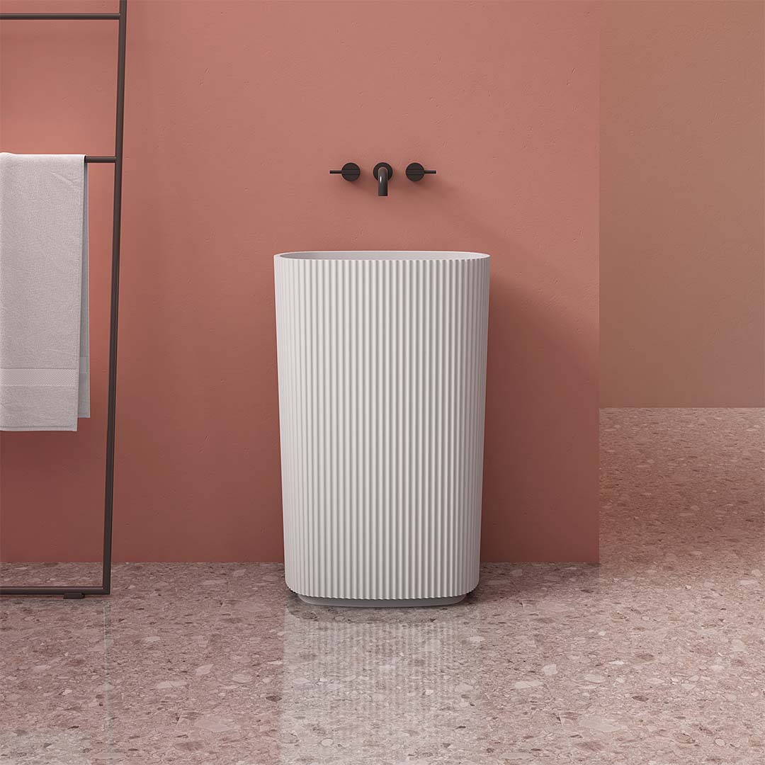 Lavoar de baie, freestanding, 55 cm, oval, din compozit, alb mat, MonBlari