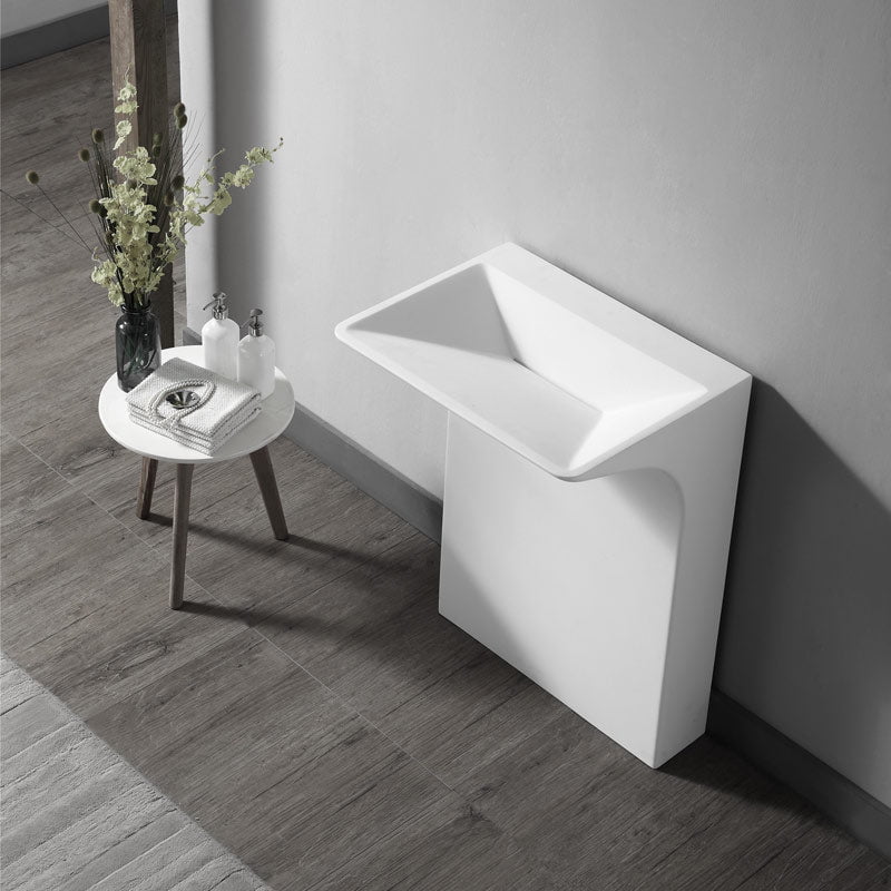 Lavoar de baie, freestanding, 60 cm, dreptunghiular, din compozit, alb mat, MonBlari