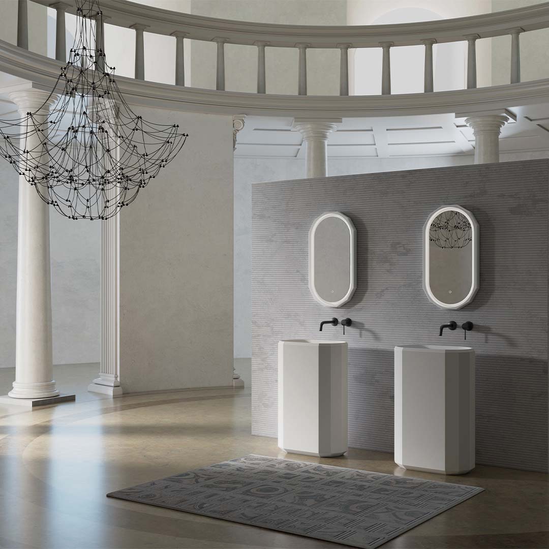 Lavoar de baie, freestanding, 60x36 cm, oval, din compozit, alb mat, MonBlari Beryl