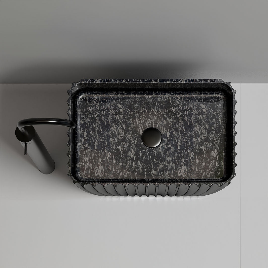 Lavoar de baie, freestanding, 60x38 cm, dreptunghiular, din fibra de carbon Mozaic, negru, MonBlari