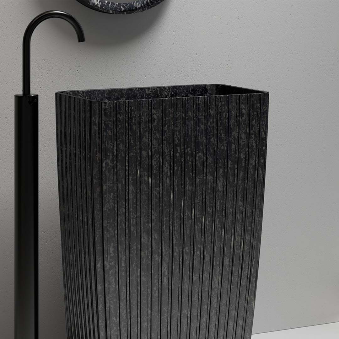 Lavoar de baie, freestanding, 60x38 cm, dreptunghiular, din fibra de carbon Mozaic, negru, MonBlari