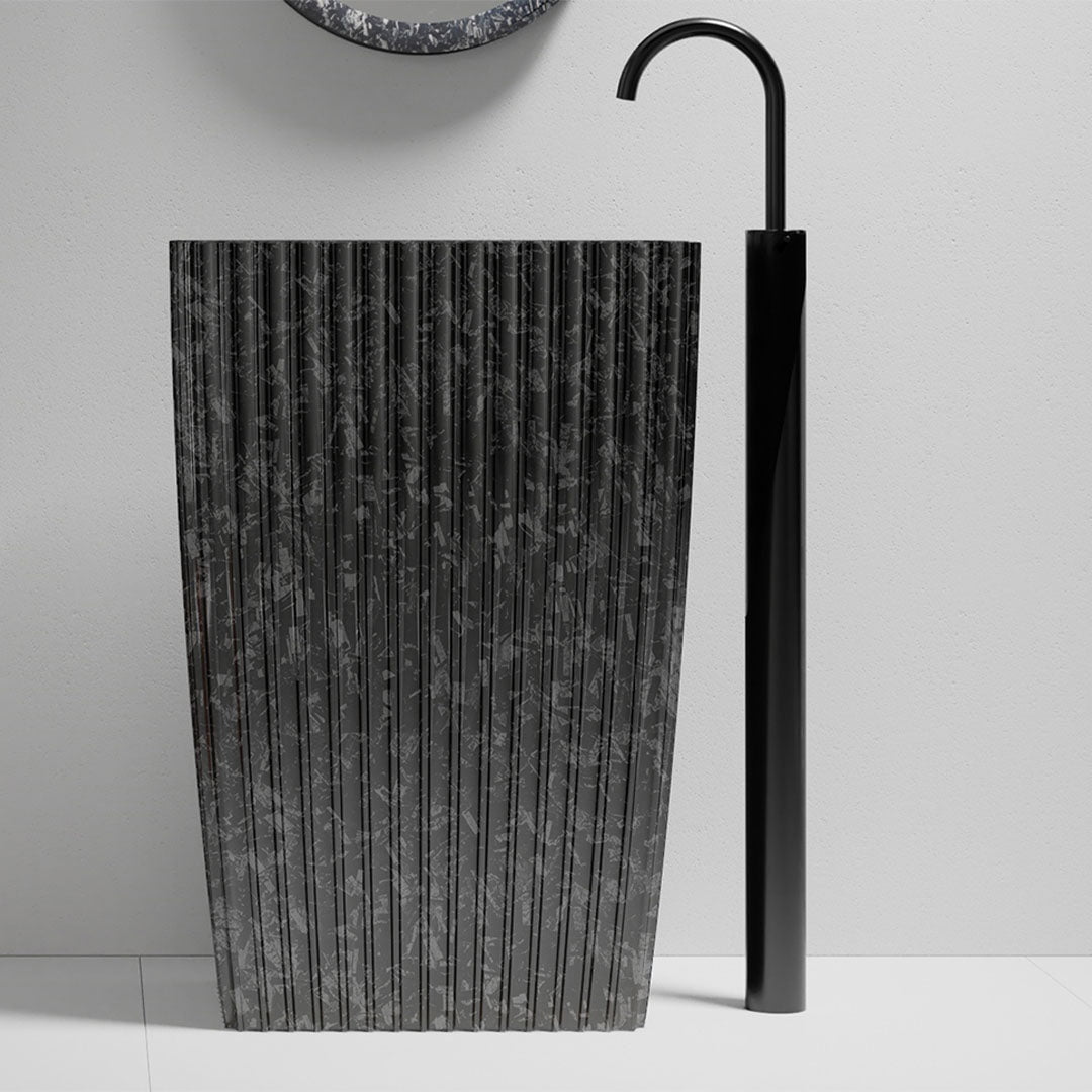 Lavoar de baie, freestanding, 60x38 cm, dreptunghiular, din fibra de carbon Mozaic, negru, MonBlari