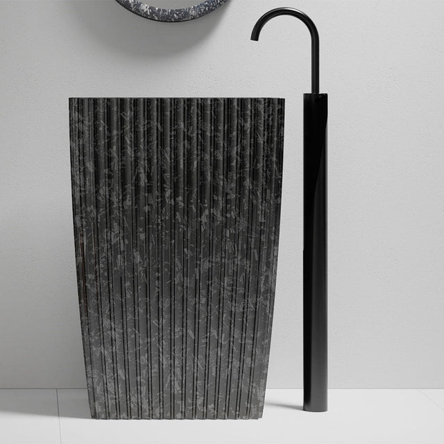 Lavoar de baie, freestanding, 60x38 cm, dreptunghiular, din fibra de carbon Mozaic, negru, MonBlari