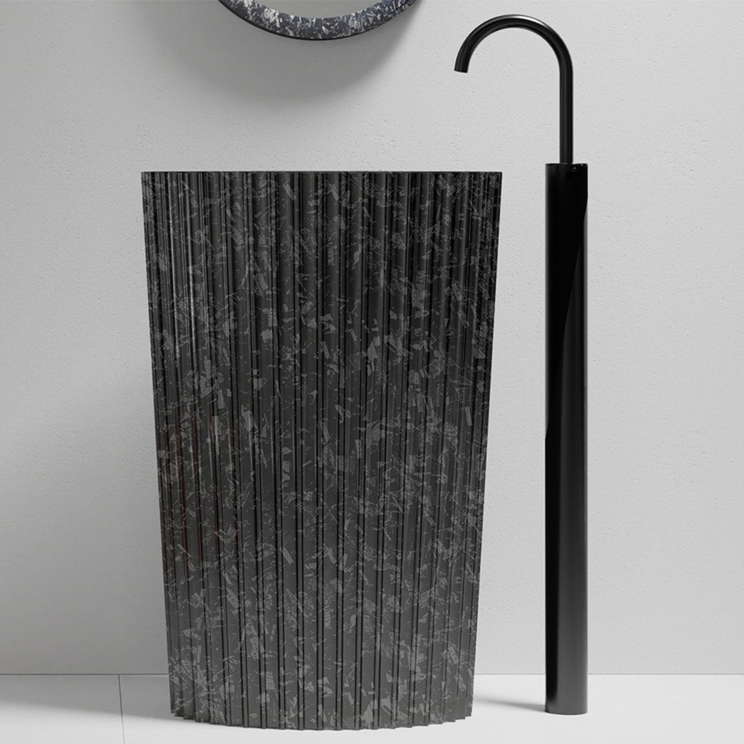Lavoar de baie, freestanding, 60x40 cm, oval, din fibra de carbon Mozaic, negru, MonBlari