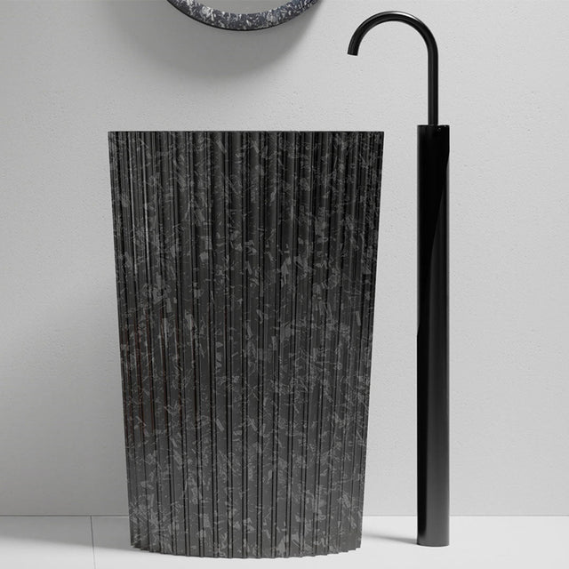 Lavoar de baie, freestanding, 60x40 cm, oval, din fibra de carbon Mozaic, negru, MonBlari
