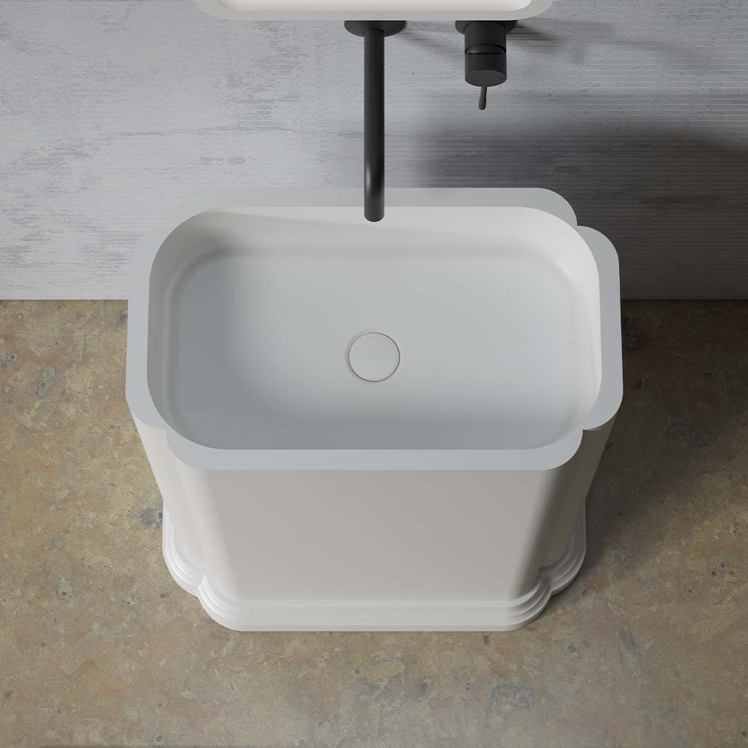 Lavoar de baie, freestanding, 66x42 cm, oval, din compozit, alb mat, MonBlari Chloe