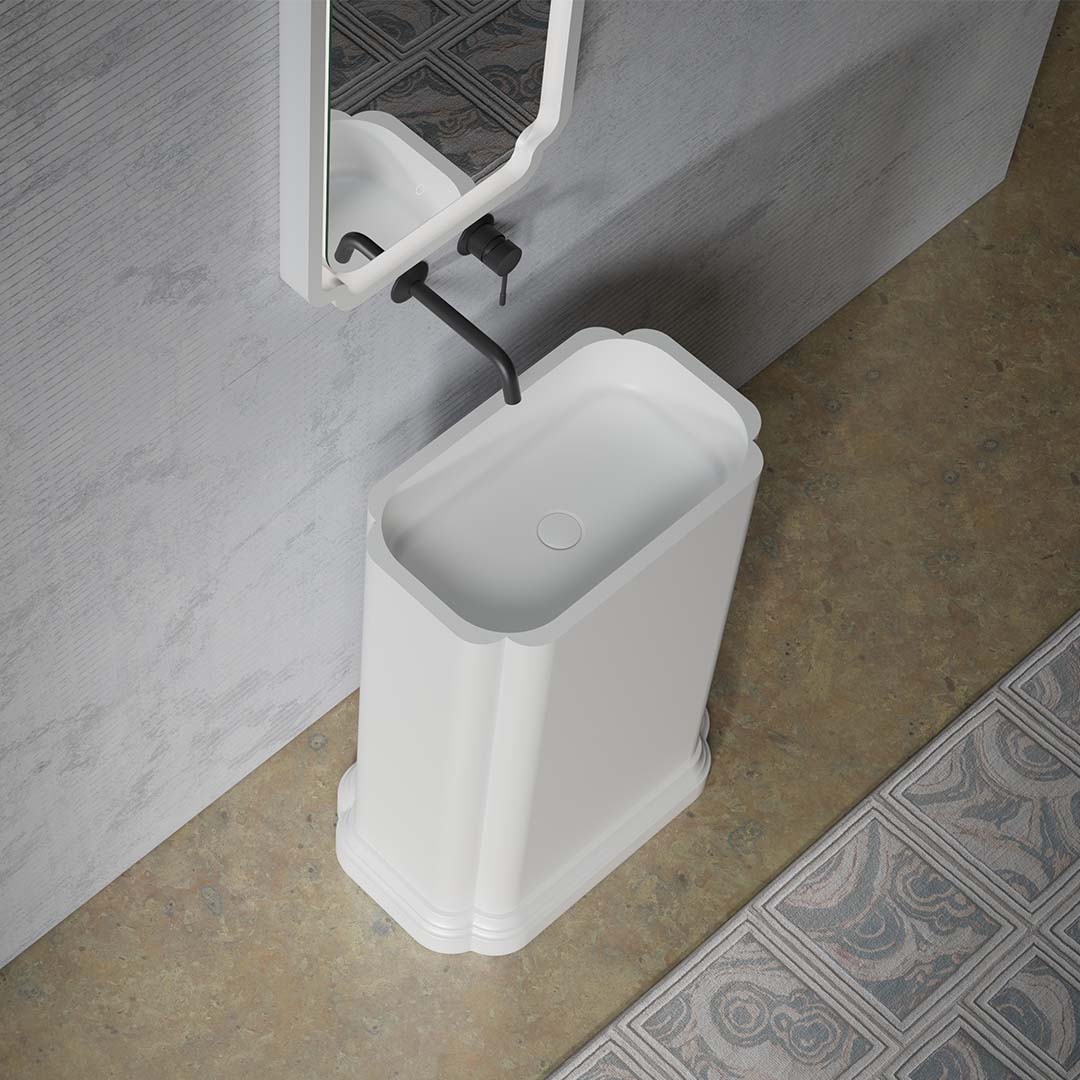 Lavoar de baie, freestanding, 66x42 cm, oval, din compozit, alb mat, MonBlari Chloe