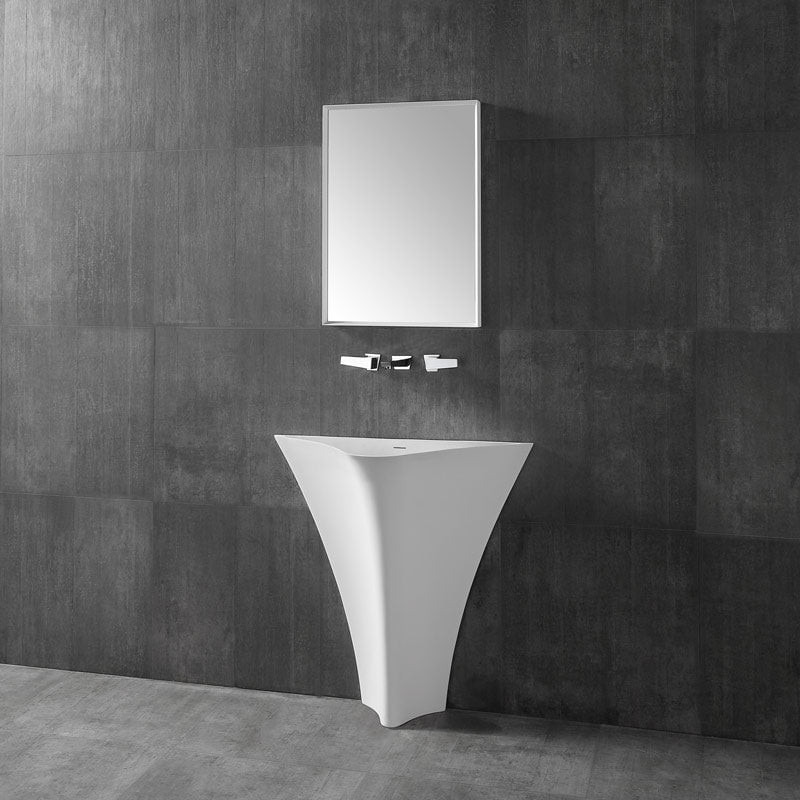 Lavoar de baie, freestanding, 86 cm, asimetric, din compozit, alb mat, MonBlari