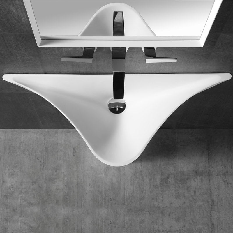 Lavoar de baie, freestanding, 86 cm, asimetric, din compozit, alb mat, MonBlari