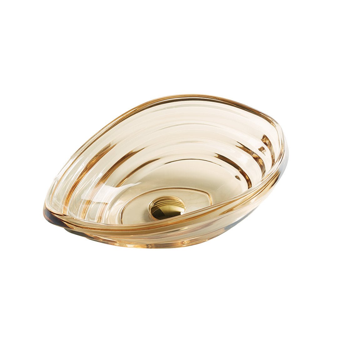 Lavoar de baie Glami, pe blat, oval, din sticla, 50 cm, transparent, Elysium