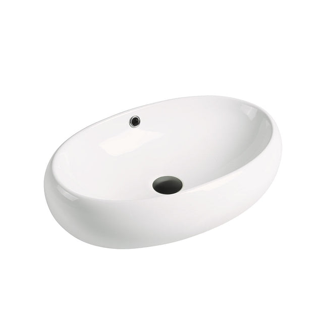 Lavoar de baie Granada, pe blat, oval, din ceramica sanitara, 60 cm, alb lucios, Elysium
